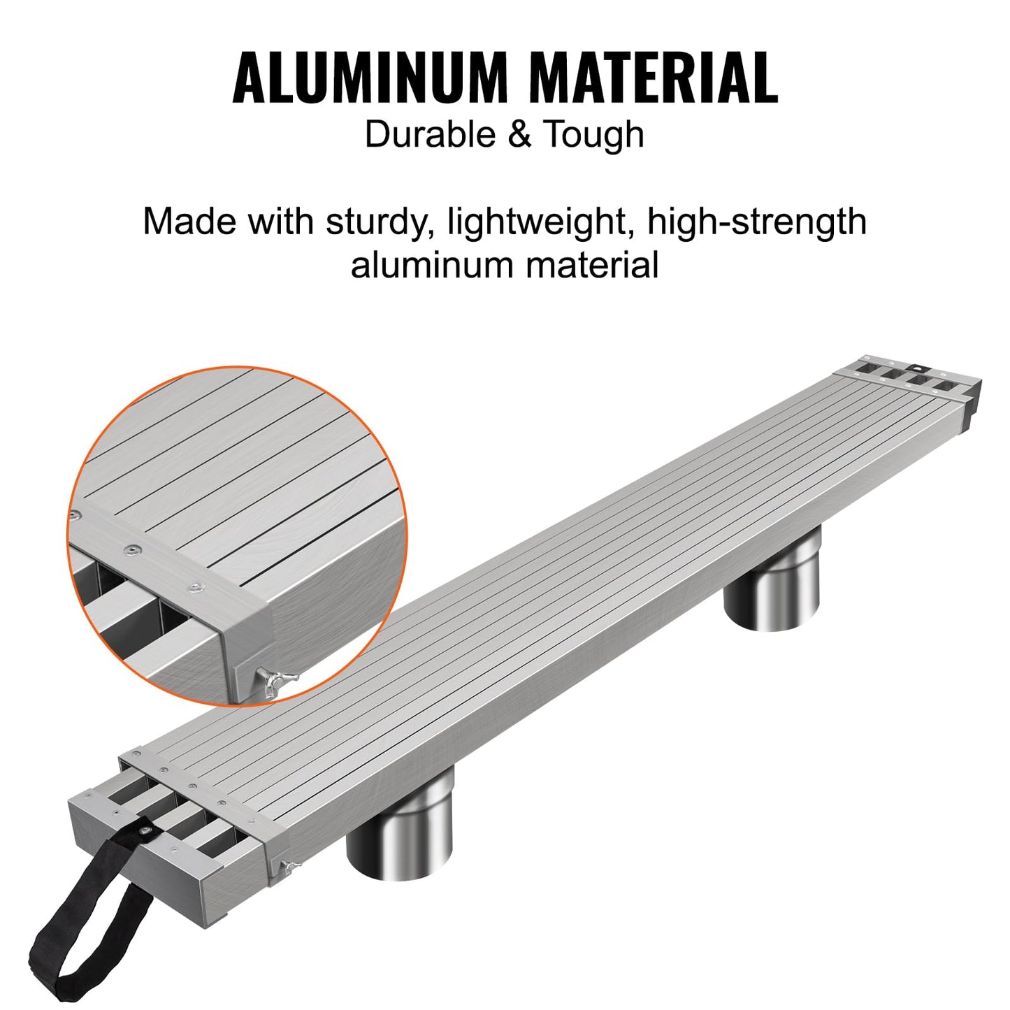 VEVOR Aluminum Telescoping Work Plank, 6-9FT, 500lbs Capacity, 12.5 inch Width, Scaffolding Plank with Skid-Proof Platform Scaffold Ladder Accessory