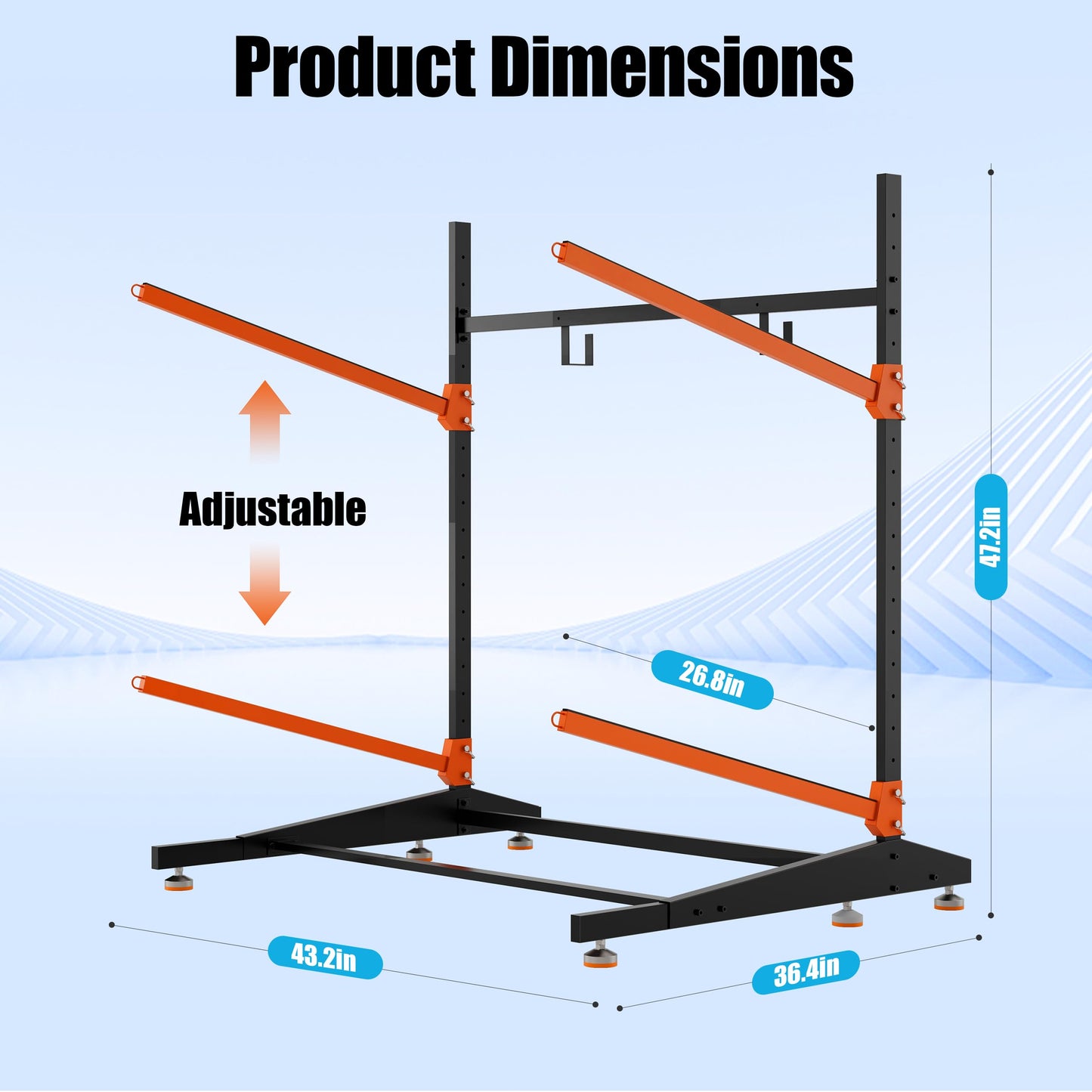 AlloyLake Freestanding Kayak Storage Rack, 2-Tier Heavy Duty Outdoor Canoe Stand for Garage & Dock, Holds 220 lbs, Rust-Proof 304 Stainless Steel Hardware (Orange)