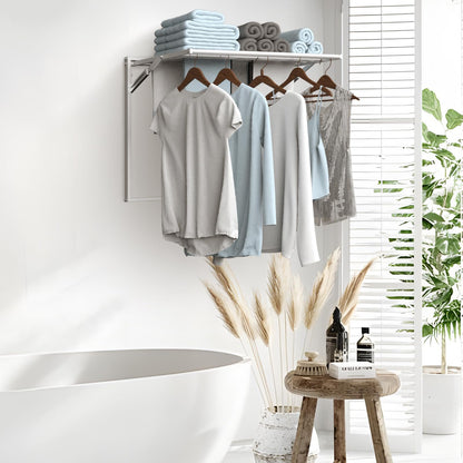 GOOFCXO 2 Pcs Wall Mount Clothes Drying Rack 26 X 31.5 Laundry Room Organizer Laundry Drying Rack Foldable Stainless Steel Drying Rack Clothing Space Saver Laundry Rack for Hanging Clothes Sock Towel