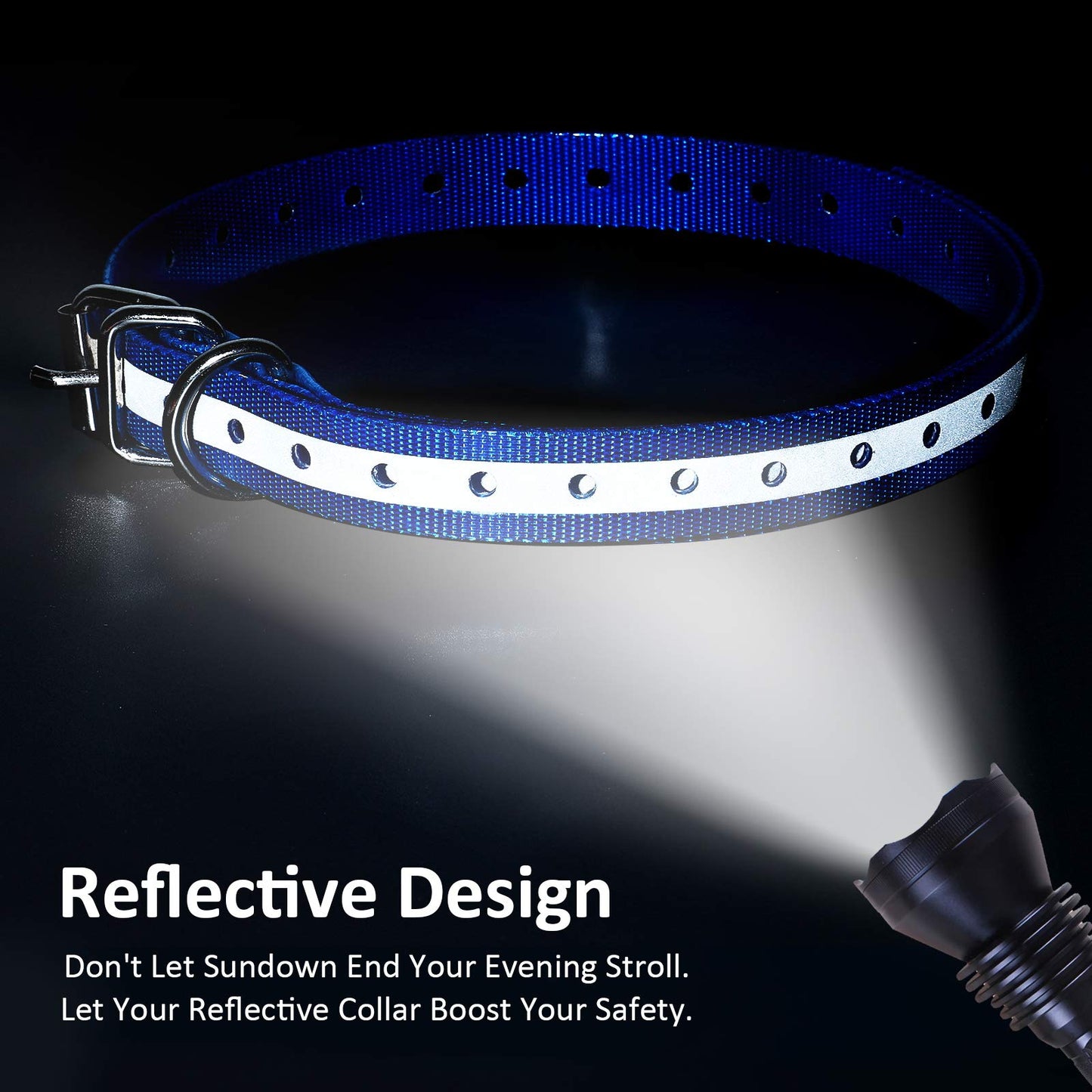 LuckinPET Replacement Collar Strap, Compatible with Petsafe,PATPET,Sportdog,Garmin,Dogtra,etc Most Training Collar/Fence Reciever, 3/4',Reflective,Adjustable,Metal Buckled,Waterproof (Blue)