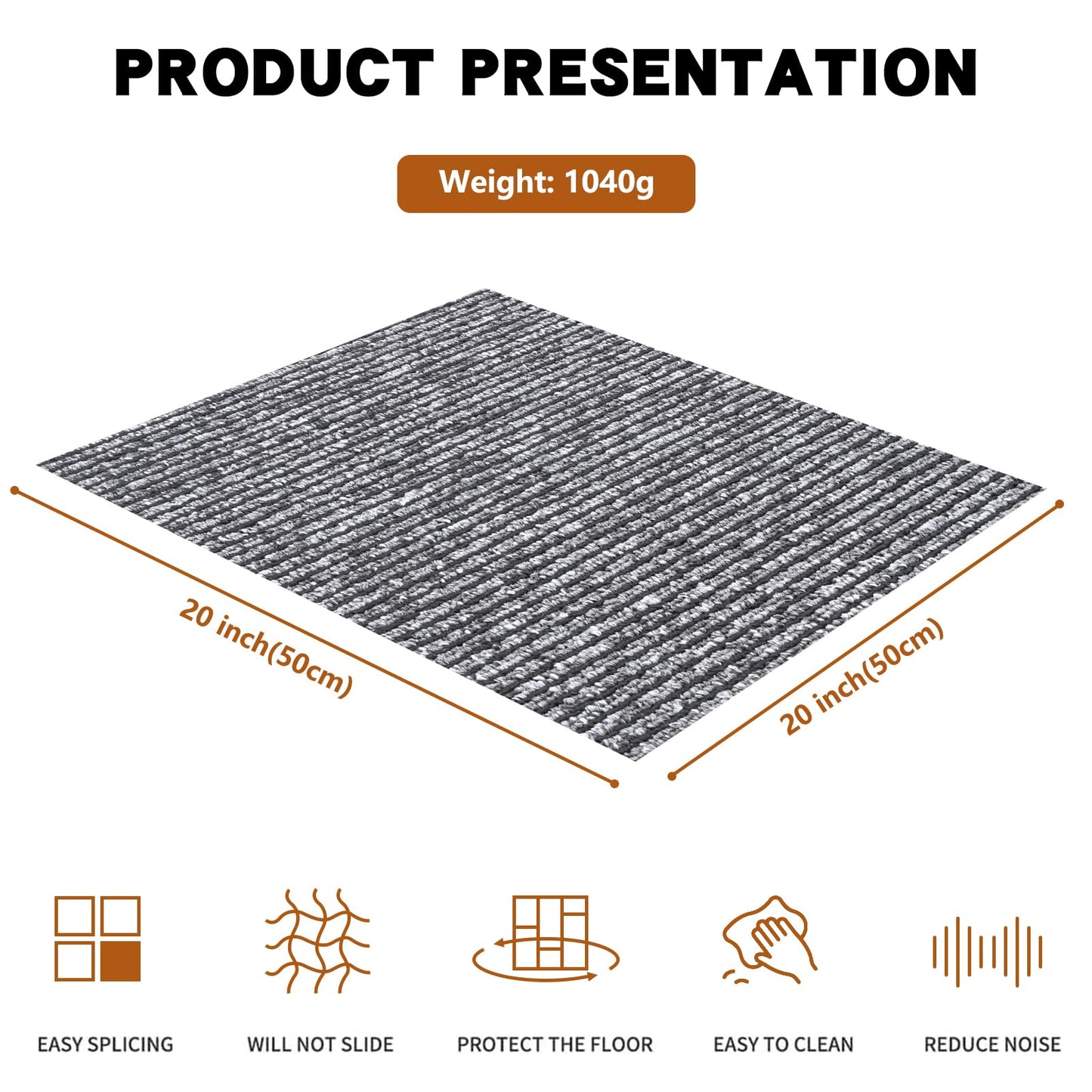 16-Pack 20"x20" Interlocking Carpet Tiles, Non-Adhesive Soft Padded Floor Mat Squares with Seamless Look, for Home Gym Office Indoor Outdoor Use (43 Sq Ft) (Aviv21914)