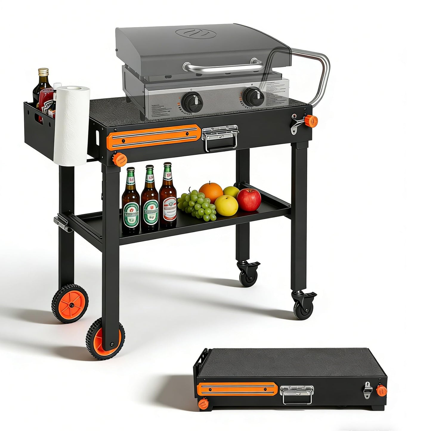 Foldable Heavy-Duty Grill Cart, Blackstone Stand Compatible with Blackstone 17/22”Griddle, Grill Table Designed for Outdoor and BBQ Enthusiasts, Easy to Move, Ideal for Camping and Backyard Party