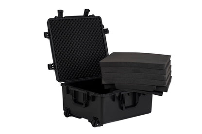 MEIJIA Portable All Weather Waterproof Hard Case, Camera Case with Customizable Fit Foam And Rolling Wheels, 24.8"X23.7"X13.17",Elegant Black