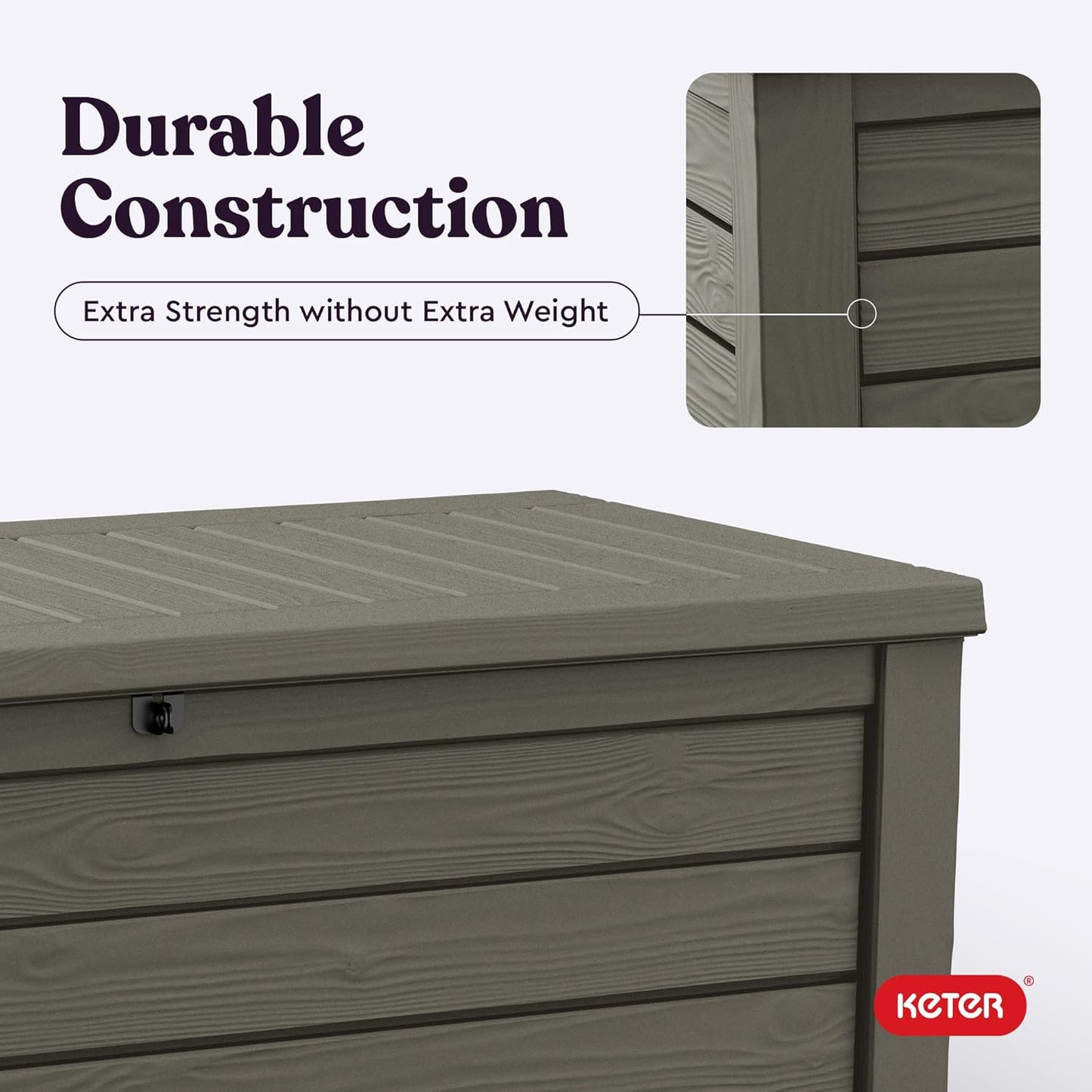 Keter Westwood 150 Gallon Resin Outdoor Storage Box - Ideal for Patio Furniture & Garden Tools | Taupe