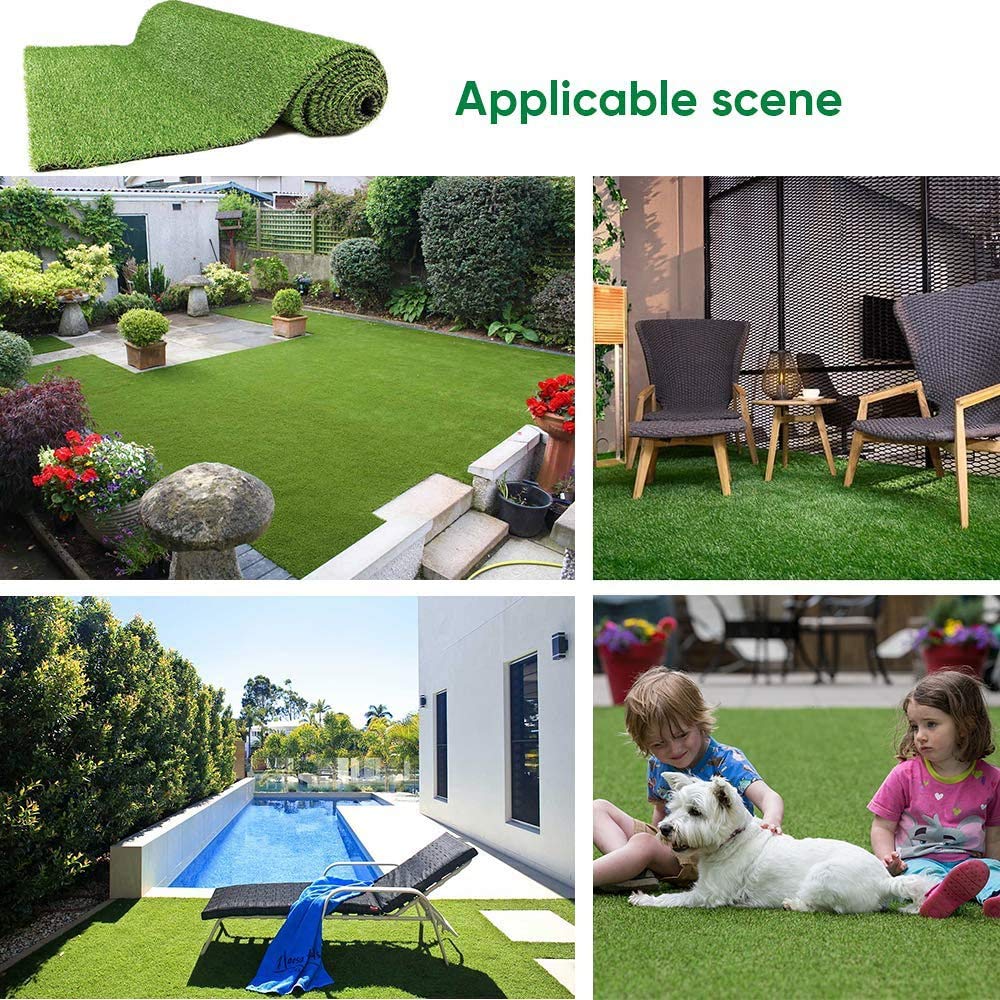 Artificial Grass Turf Pet Grass Fake Grass Rug 7FT x 12FT, 1.38inch Pile Height High Density Faux Grass Indoor Outdoor Synthetic Grass Lawn Carpet,Non Toxic Astroturf,Custom Size Provided