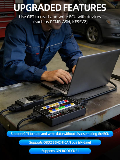 GODIAG GT100 Plus OBD2 Breakout Box, CAN Protocol Detector for ECU Bench Testing Platform, GPT/DOIP/ENET & Car Diagnostics