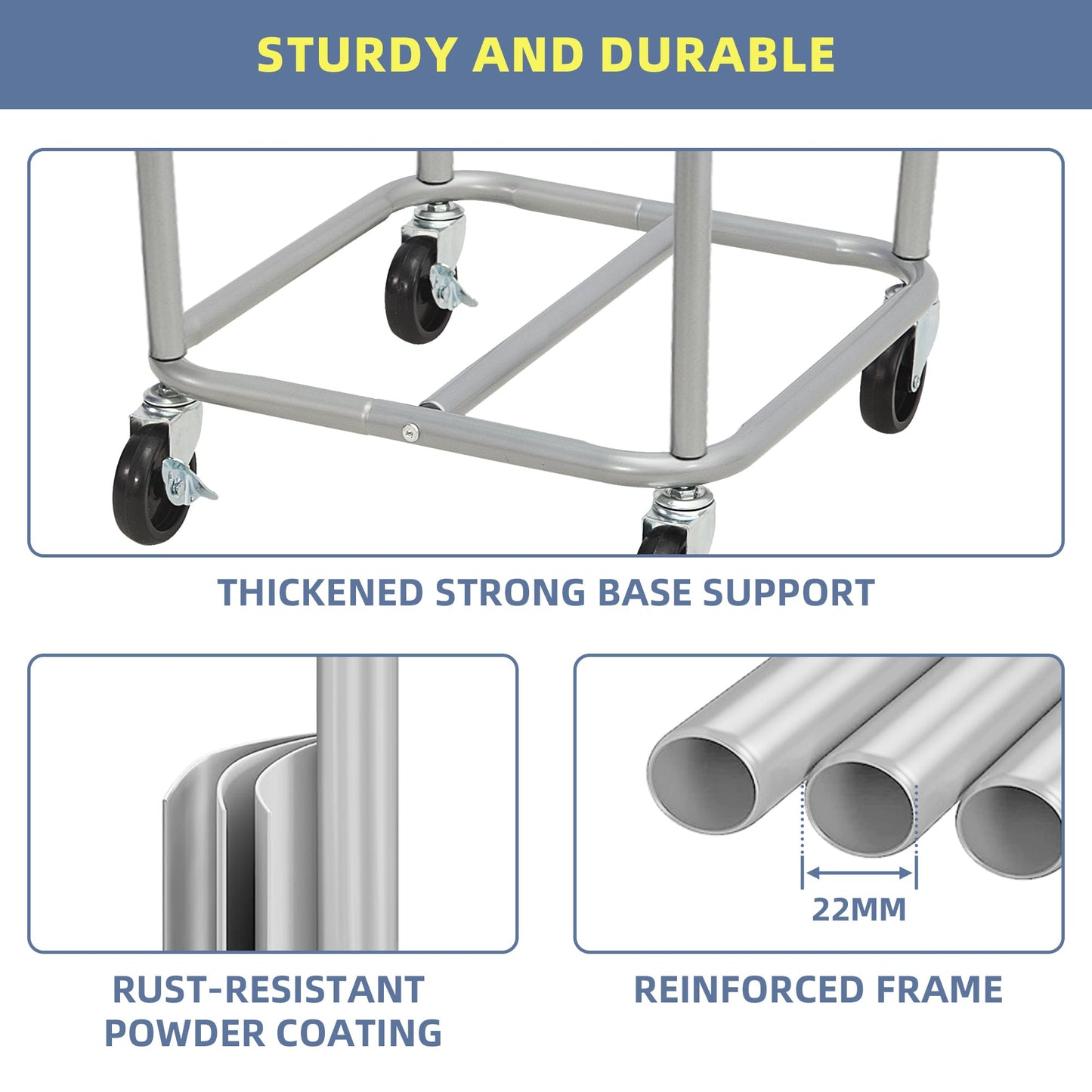 STORAGE MANIAC Umbrella Drying Rack and Medium Industrial Laundry Cart Set - Streamlined Laundry Solution with High Capacity and Extra Accessories for Efficient Washing, Drying, and Storage