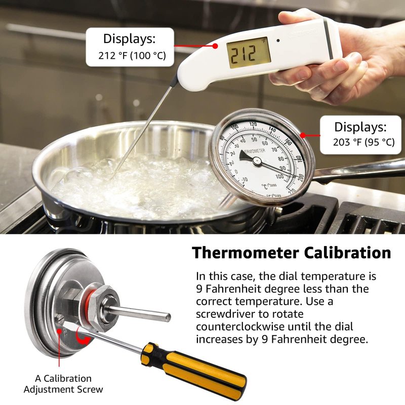 3" Dial 2" Probe FERRODAY 1/2 NPT Stainless Steel Dial Thermometer 1/2 NPT Homebrew Kettle Thermometer Weldless w/O-Rings 0-220ºF Kettle Stainless Steel Brew Pot Thermometer