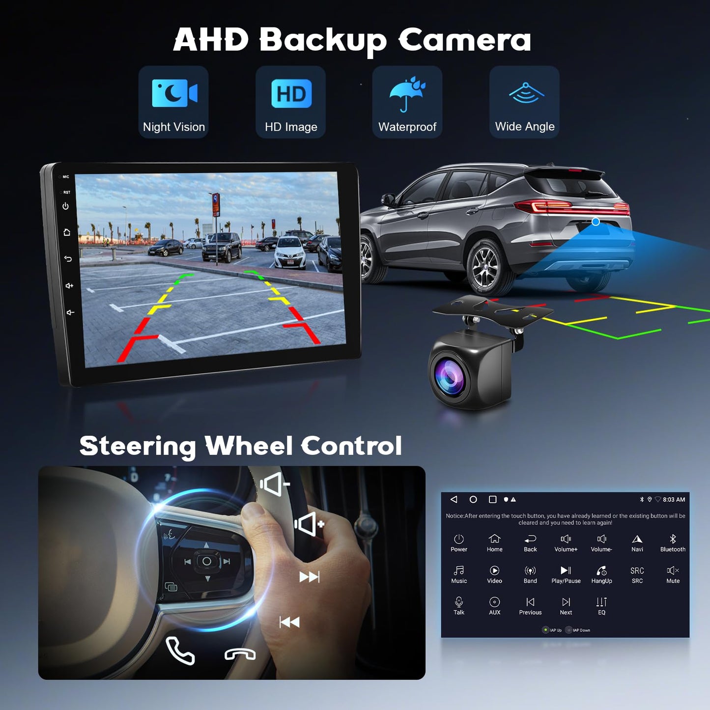 5Ghz WiFi 2G+64G Android 15 Car Radio for Jeep Compass 2017-2020 Car Stereo with Wireless Carplay Android Auto, 10.1 Inch HD Touchscreen with GPS Bluetooth FM/RDS EQ SWC Backup Camera MIC