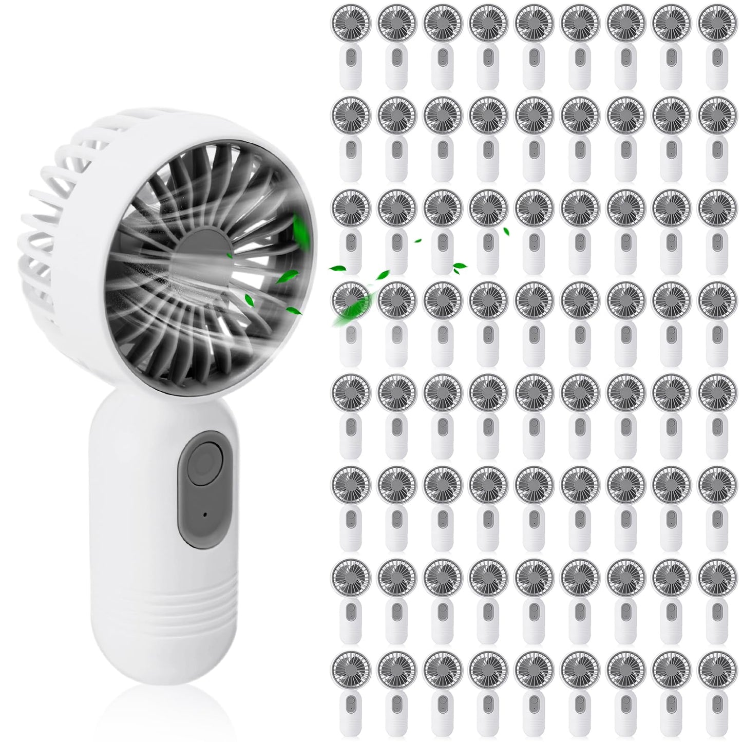 Rossesay 72 Pcs Mini Portable Fan Bulk Cute Handheld Lightweight Small Little Personal Hand Eyelash Fan 3 Speeds USB Rechargeable for Women Men Indoor Outdoor Makeup Travel (White)