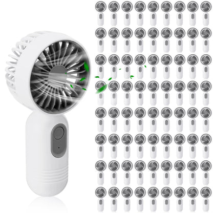Rossesay 72 Pcs Mini Portable Fan Bulk Cute Handheld Lightweight Small Little Personal Hand Eyelash Fan 3 Speeds USB Rechargeable for Women Men Indoor Outdoor Makeup Travel (White)