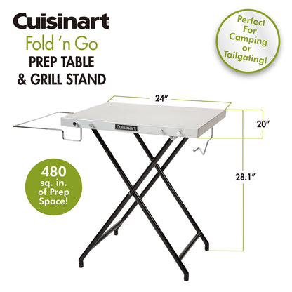 Cuisinart CPT-2110 Fold 'n Go Prep Table & Grill Stand, Portable Outdoor Food Prep Station & CGC-103 3-in-1 Pizza Oven Grill Cover, (Cover fits CGG-403)