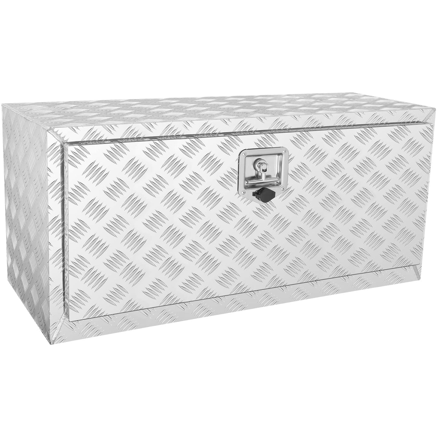 VEVOR Underbody Truck Box, 36"×17"×18" Pickup Storage Box, Heavy Duty Aluminum Diamond Plate Tool Box with Lock and Keys, Waterproof Trailer Storage Box with T-Handle Latch for Truck, Van, Trailer