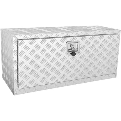 VEVOR Underbody Truck Box, 36"×17"×18" Pickup Storage Box, Heavy Duty Aluminum Diamond Plate Tool Box with Lock and Keys, Waterproof Trailer Storage Box with T-Handle Latch for Truck, Van, Trailer