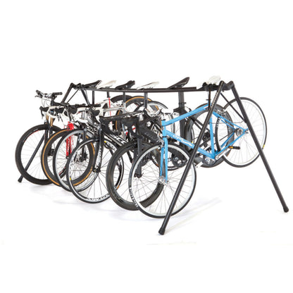 Feedback Sports | A-Frame Portable Bike Storage Rack with Travel Bag | Lightweight Collapsible Aluminum | Bicycle Hanger up to 8 Bikes | For Events | Black