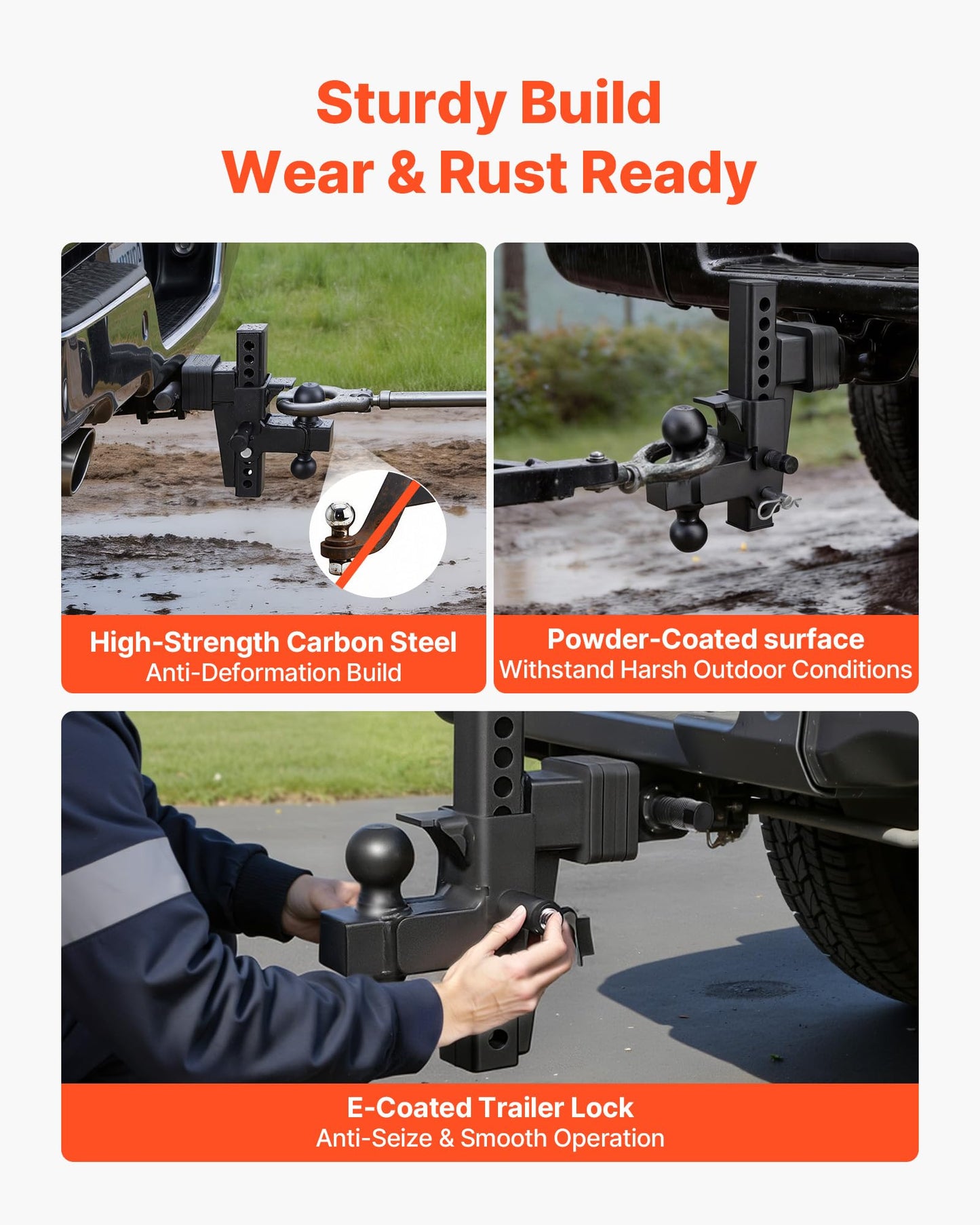 VEVOR Adjustable Trailer Hitch, Fit 2.5 Inch Receiver, Trailer Hitch Mount with 2 Inch & 2-5/16 Inch Balls, 21000 lbs GTW, 9 Inch Drop, Towing Ball Mounts for RVs, Off-Road Vehicles and Trucks, Black
