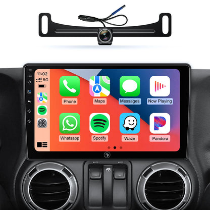 Car Radio Stereo Upgrade for Jeep Wrangler JK Compass Grand Cherokee Dodge Ram with Wireless CarPlay/Android Auto/10.2'' TouchScreen/Android13/GPS Navigation/Backup Camera (New-HC-Jeep 2+32G)