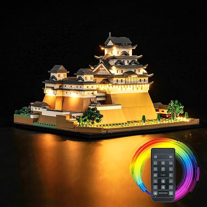 Upgraded Led Light Kit for Lego Architecture Landmarks Collection: Himeji Castle Building Set Remote Control Compatible with Lego 21060 (Model Not Included)