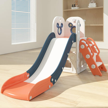 CHIIRAKU Toddler Slide L-Shaped, 5 in 1 Kids Slide Climber for Toddler, with Ball & Hoop, Indoor Outdoor Baby Playset, Anti-Slip, 65IN/165CM,Toy Storage, Ideal for Boys Girls Birthday