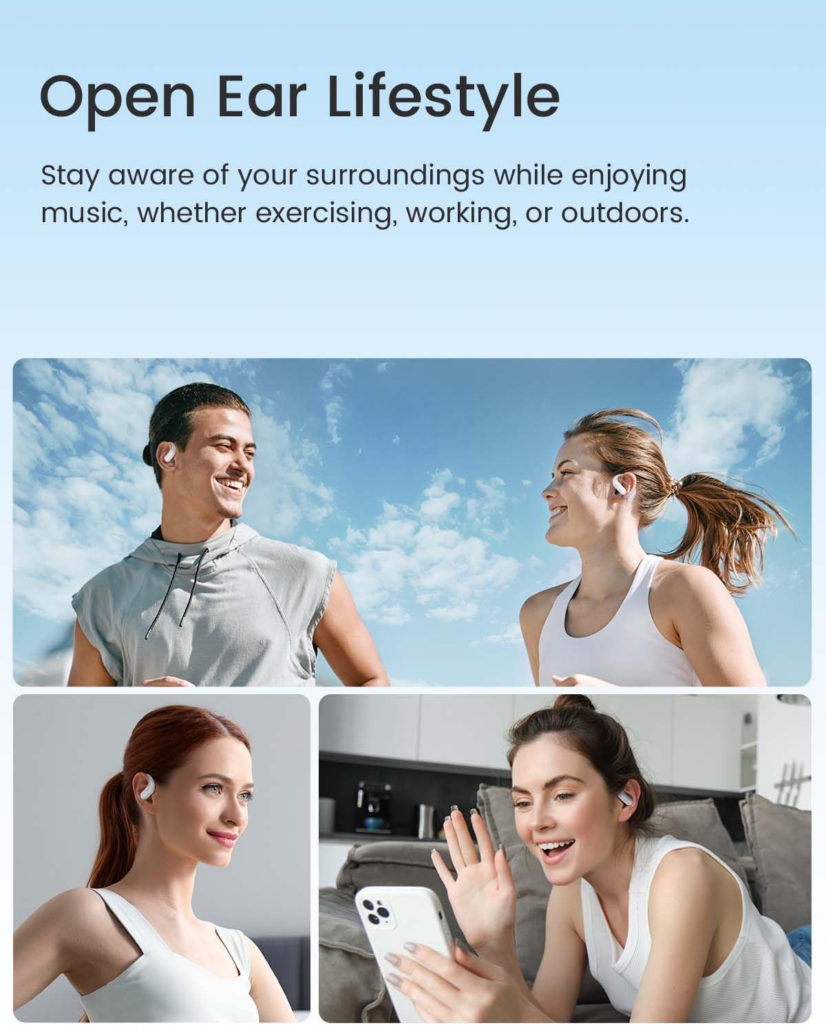 Acefast AceFit Air Open Ear Headphones, Wireless Earbuds with Rich Bass, Bluetooth 5.4 Sports Headphones with Charging Case, 32H Playtime Earbuds IP54 Waterproof for Running, Cycling, Walking, Workout
