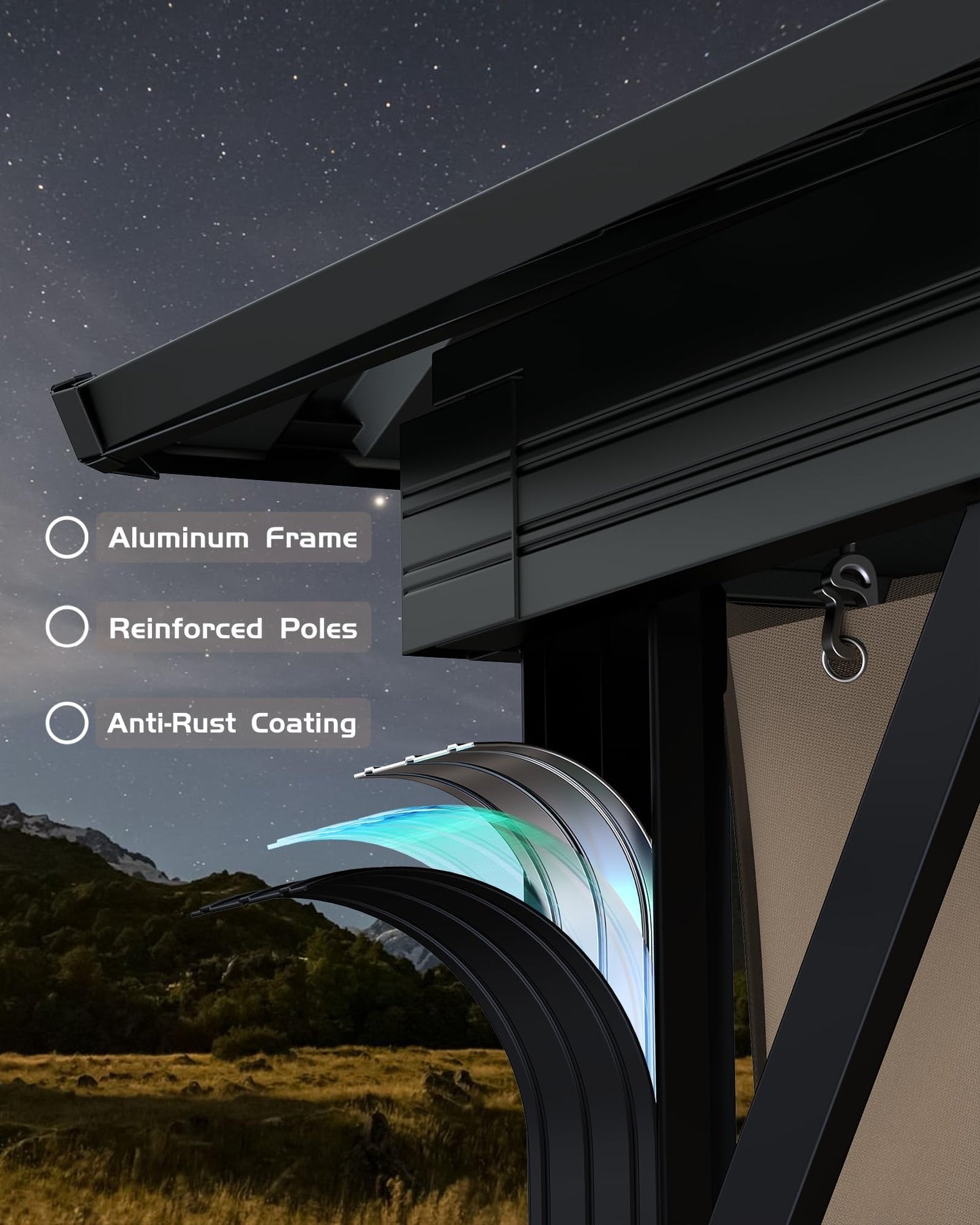 10x10 FT Double Metal Roof Hardtop Gazebo, All-Weather Outdoor Patio Pavilion with Aluminum Iron Frame, Mosquito Netting and Privacy Curtains, Permanent Shelter for Garden Deck Lawn Backyard