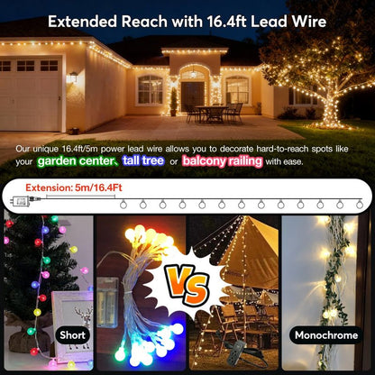 RaThun Globe String Lights Plug in 116 Ft. 200 LED 8 Modes with Remote,Waterproof Fairy String Lights for Indoor Outdoor Bedroom Party Wedding Garden Christmas Tree Decor,Warm White