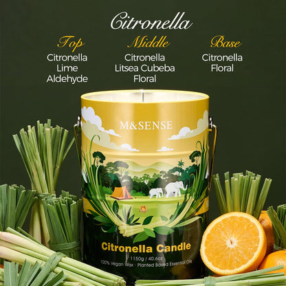 M&SENSE Citronella Candles Outdoor – 220 Hour Burn, 40.6oz Large, Natural Non-Toxic Soy Wax, Outdoor & Indoor Use for Patio, Camping, Home