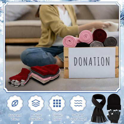 Suhine 200 Pcs 200/320 Pcs Winter Beanies Hat Glove Scarf Emergency Blanket Bulk Warm Homeless Care Package Supplies for Women Men (Soft Colors)