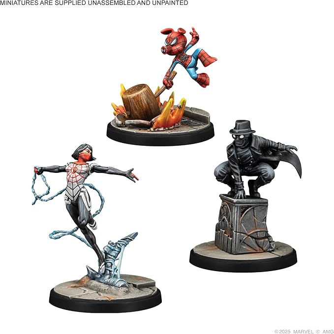 Asmodee Marvel: Crisis Protocol Silk Spider-Ham &amp Spider-Man Noir Character Pack - Tabletop Superhero Game Ages 14+ 2 Players 90 Min Playtime