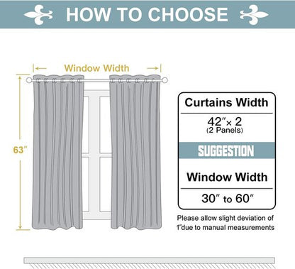 ChrisDowa Grommet Blackout Curtains - Thermal Insulated Room Darkening Set, Light Grey, 42W x 63L