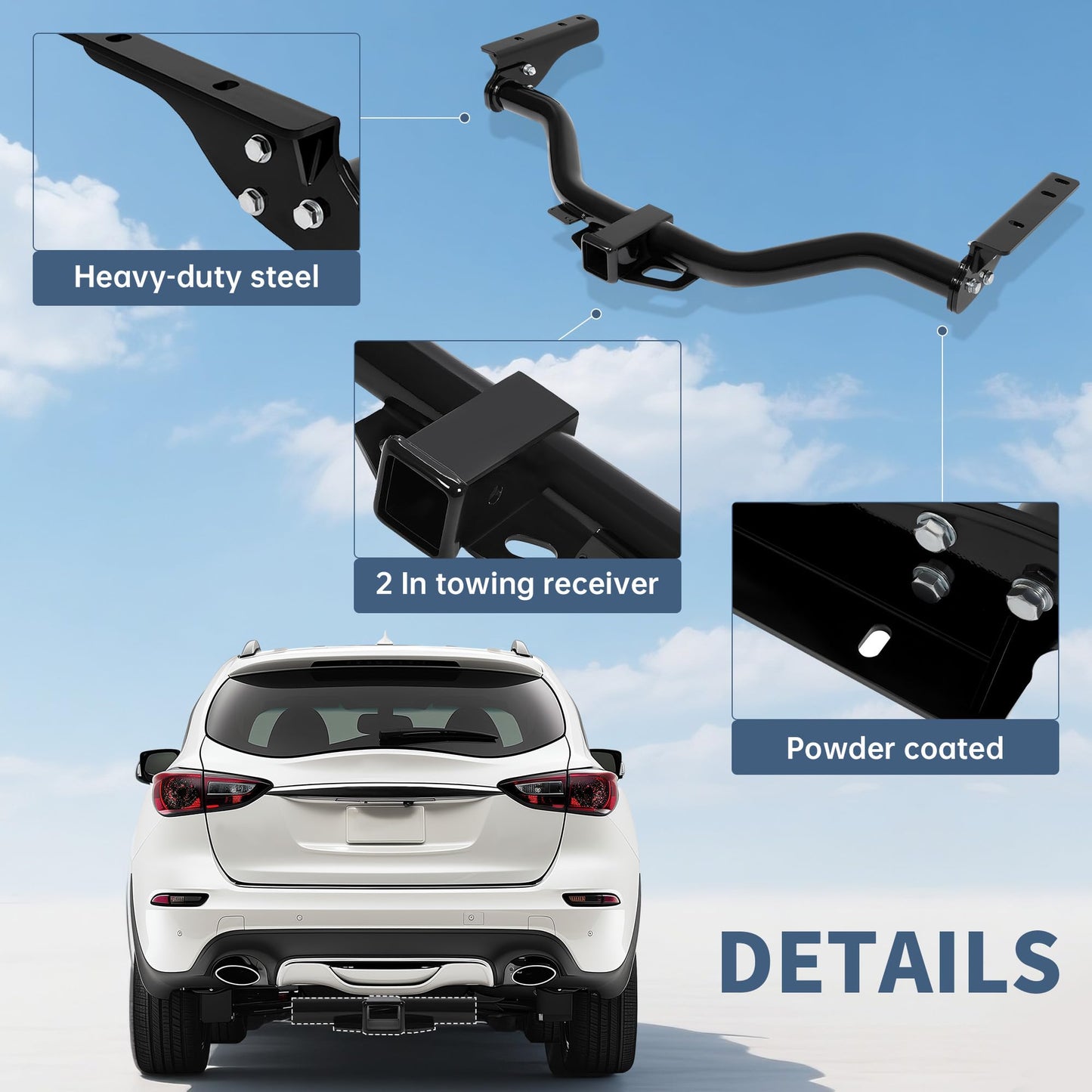 ECOTRIC Class 4 Trailer Hitch, 2 Inch Receiver Compatible with 2013 Infiniti JX35 2014-2020 Infiniti QX60 2013-2020 Nissan Pathfinder Trailer Tow Hitch Replace for 76031