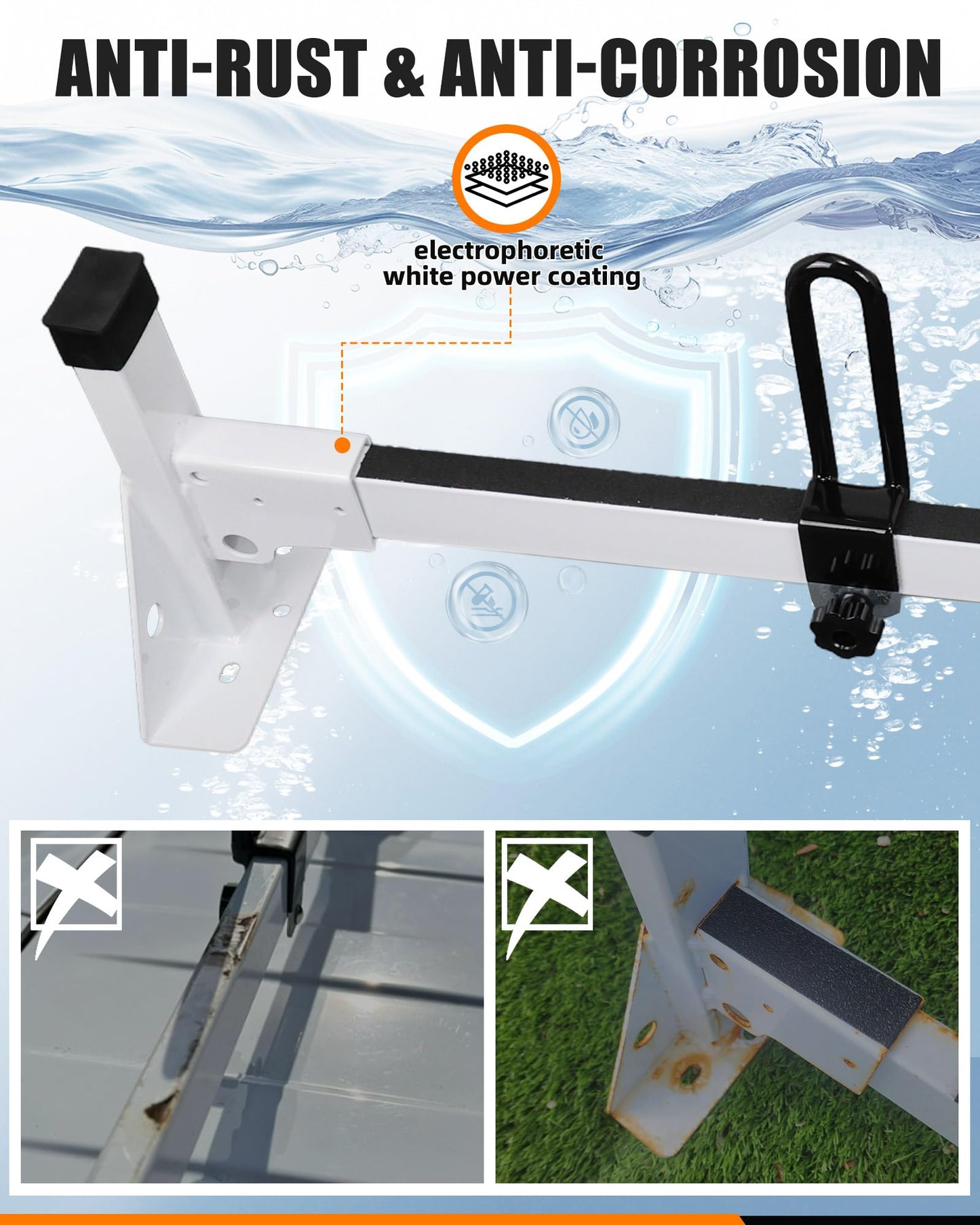 MELIPRON Cargo Van Roof Ladder Rack Fit for 2015-2026 Ford Transit 150 250 350, Low/Medium/High Roof, Heavy‑Duty 800  lbs Capacity Steel Ladder Rack for Van, No‑Drill Rack with White Powder Coat