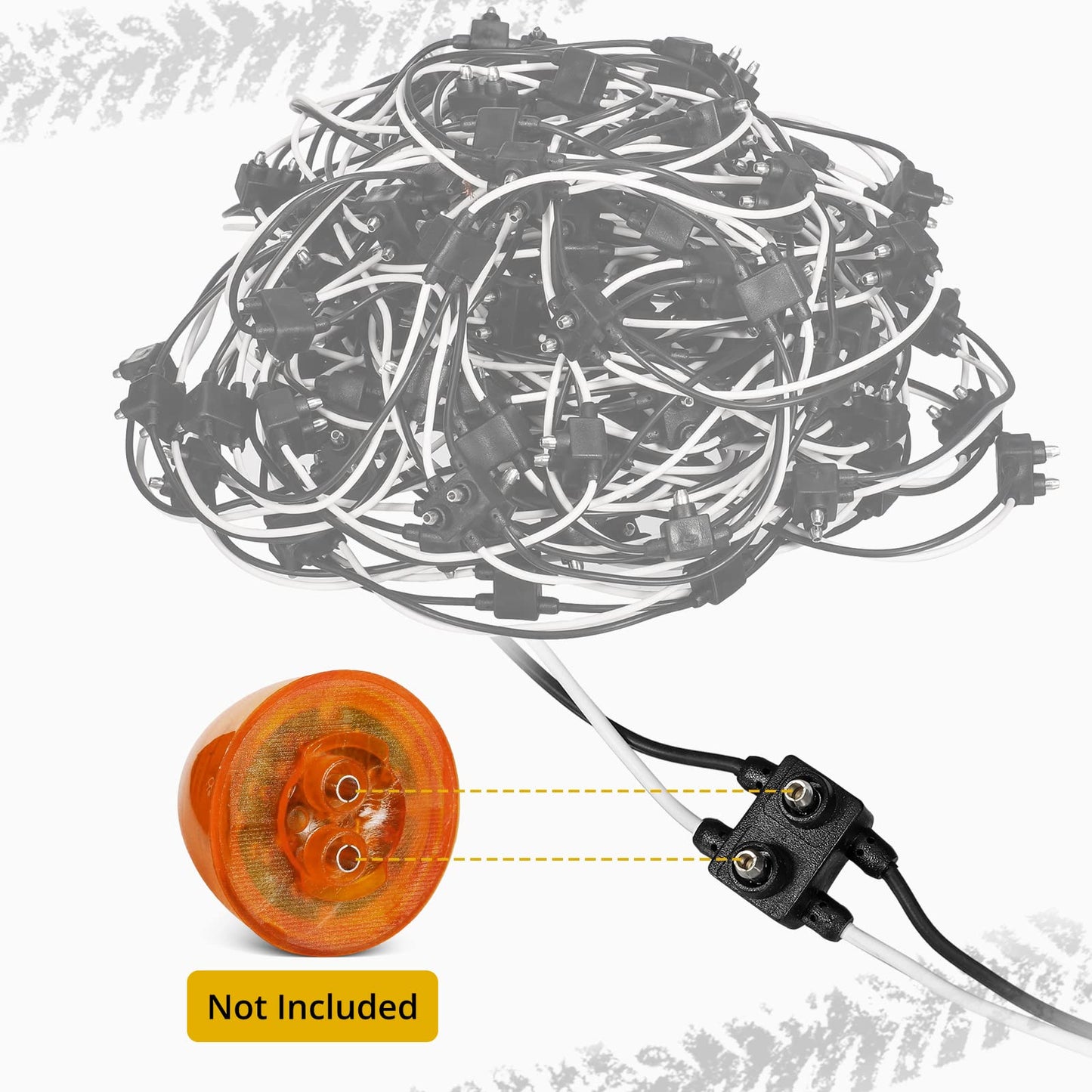Partsam 20Pcs 2" Inch Round Trailer Led Side Marker + 1Pcs 2 Prong Continuous Wire Harness Roll