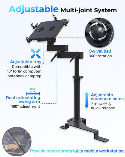 SPIRRELAB Truck Laptop Mount Fit for Ford F150, F350, F250, F550, No-Drilling Truck Computer Mount Holder for Laptop up to 17"