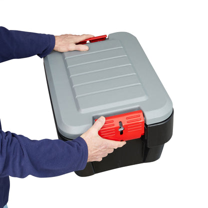 Rubbermaid® ActionPacker®️ 8 Gal Lockable Storage Box Pack of 4, Outdoor, Industrial, Rugged, Grey and Black