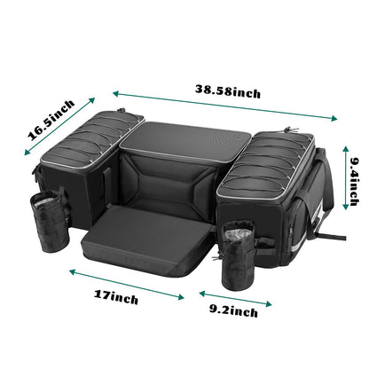Leopauto ATV Storage Bag Set 65L Large ATV Bags Rear Rack Bag with Rain Cover Four Wheeler Cargo Rear Gear Seat Bag Accessories with Removable Cushion Compatible with Polaris Fourtrax Kawasaki
