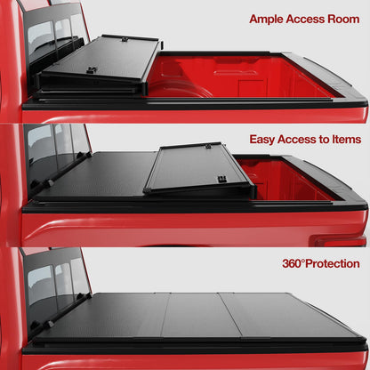 5'7"(67.4") Hard Tri-Fold Tonneau Cover Fit for 2009-2024 Ram 1500 (Without Ram Box) Styleside Pickup Truck Bed,5.6/5.7FT,Black