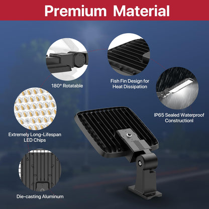 Kifflux 200W LED Parking Lot Lights Arm Mount 24000LM 5000K 120V Street Area Light Commercial Grade with Photocell LED Pole Flood Lighting Outdoor Shoebox Light for Yard/Parking Lot- 2Pack