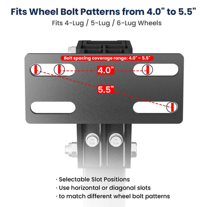 Safoner Heavy-Duty Tilt-Forward RV Spare Tire Carrier for 4" Rear Square Bumpers, Weld-Free Aluminum Trailer Spare Tire Mount, 22" High-Clearance Design Reduces Scraping, Camper Essentials Accessories