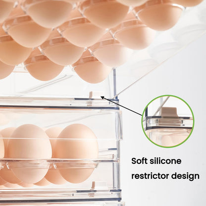 Vacane Egg Holder - 24 Capacity BPA-Free Refrigerator Organizer with Non-Slip Pads | Space-Saving Design