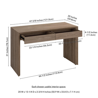 Henn&Hart 48" Modern Rectangular Wooden Home Office Desk Computer Desk Writing Table with 2 Storage Drawers for Home Office, Weathered Gray