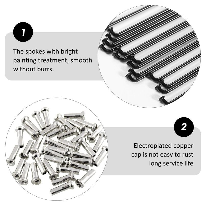 LIOOBO 36Sets Bicycle Spokes Steel Spokes 260mm Spokes for 26 inch Bicycle Rim Bike Spokes and Spokes for Bike Accessories Bike Parts Bike Wheels ebikes Child Road Vehicles Suite