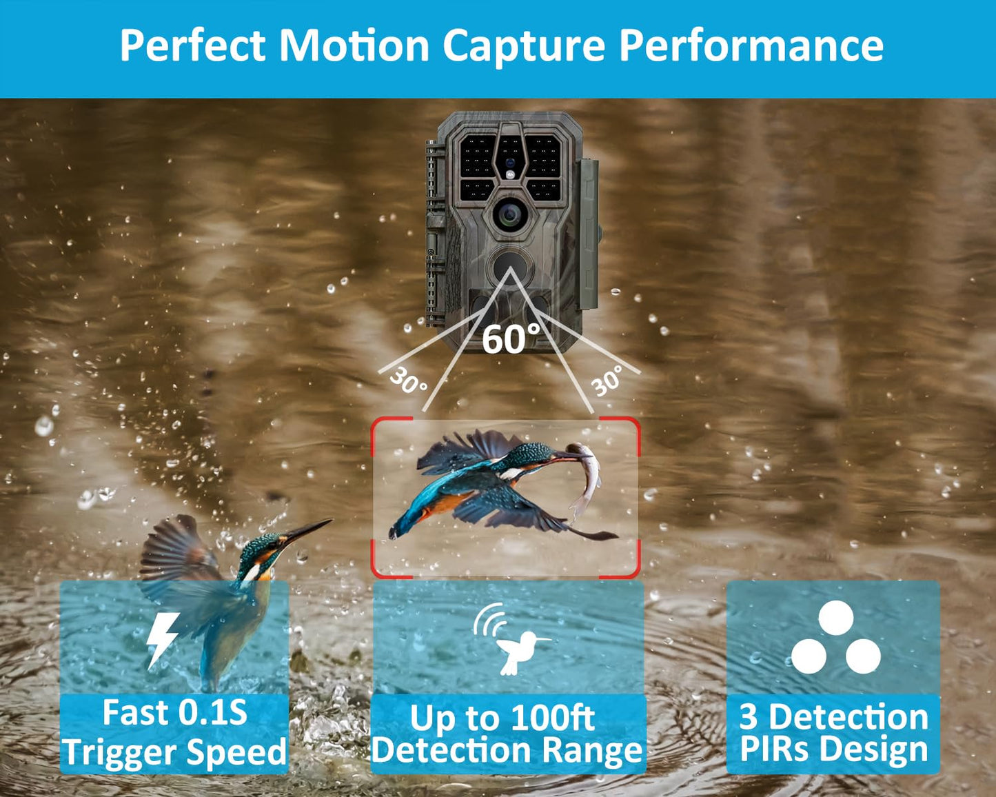 GardePro E5S 2-Pack Trail Camera (Non-Cellular, Non-WiFi), 64MP Photo & 1296P HD Video, 0.1s Trigger, 100ft No-Glow Night Vision, Motion Activated Wildlife Camera