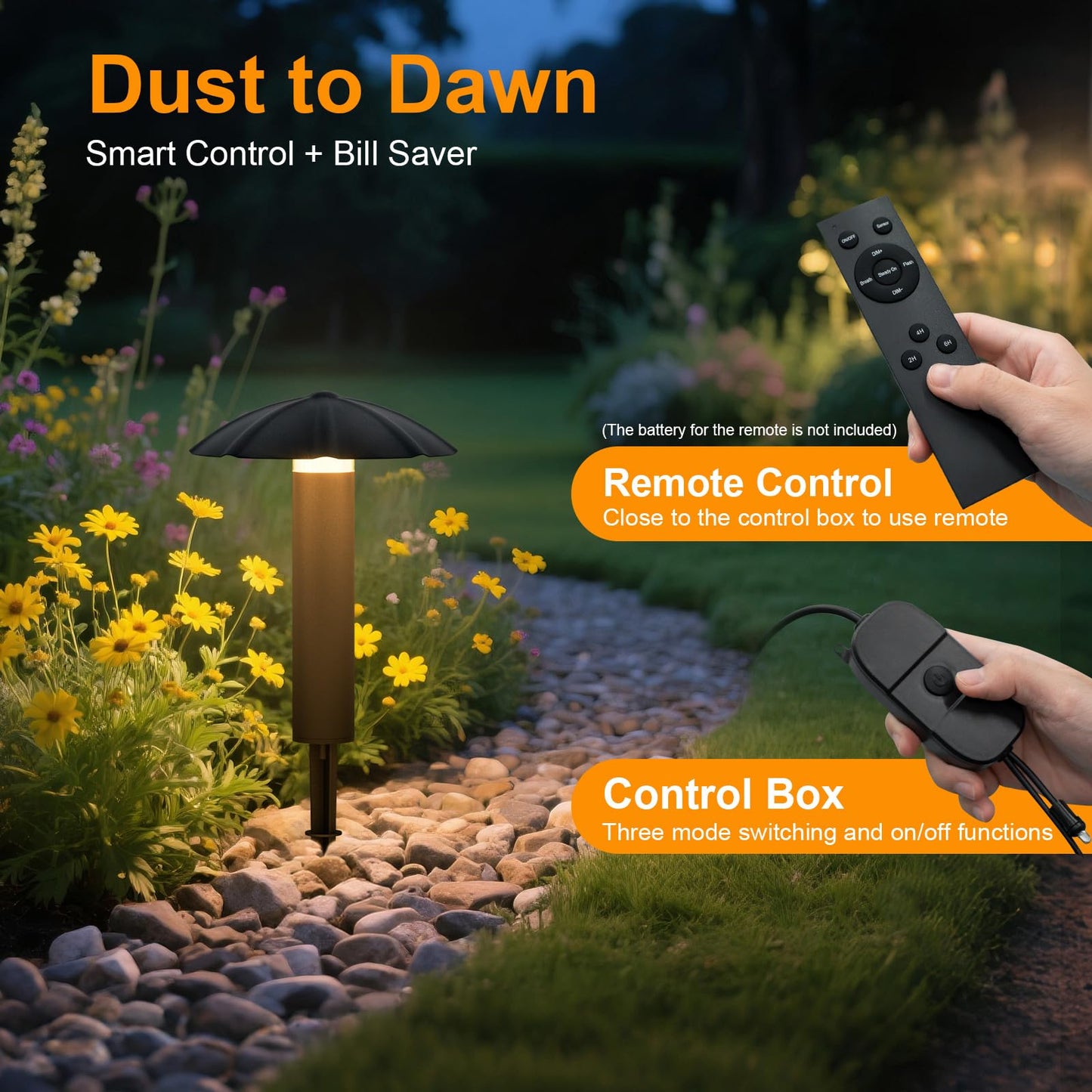 ALYFC 8 Pack Low Voltage Landscape Lighting Kit: All-in-One-Set Easy Setup - Dusk to Dawn Auto On/Off &Timer - 3W Outdoor Waterproof Metal Pathway Lights for Garden Yard Walkway Driveway