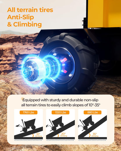 [Electric Hydraulic Dumping] Arczorix Wheelbarrow Utility Cart 60V 20Ah 2000W Capacity 2205Lbs with One-Key Lifting and Lowering Dumper & All-Terrain Wheels, Material Hauler, Electric Wagon