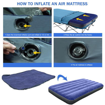 KAMPKEEPER Camping Cot,Camping Cots for Adults,Folding Camping Cot with Inflatable Air Mattress and Carry Bag,for Outdoor Travel Camp Beach Vacation (not Included The Airpump)