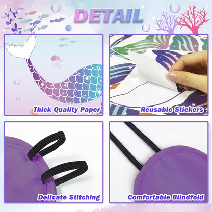 Pin The Tail on The Mermaid Party Game with 24 PCS Tails for Kids Girls Birthday 21'' x 28'' (Mermaid)