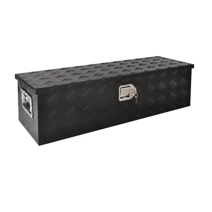 FGJQEFG 39 Inch Aluminum Heavy Duty Truck Bed Tool Box Truck Car Outdoor Trailer Pickup Toolbox, RV Storage Organizer Trailer Storage Tool Box w/Lock & Keys, 5 Bar Tread, Black (39"X13"X10")