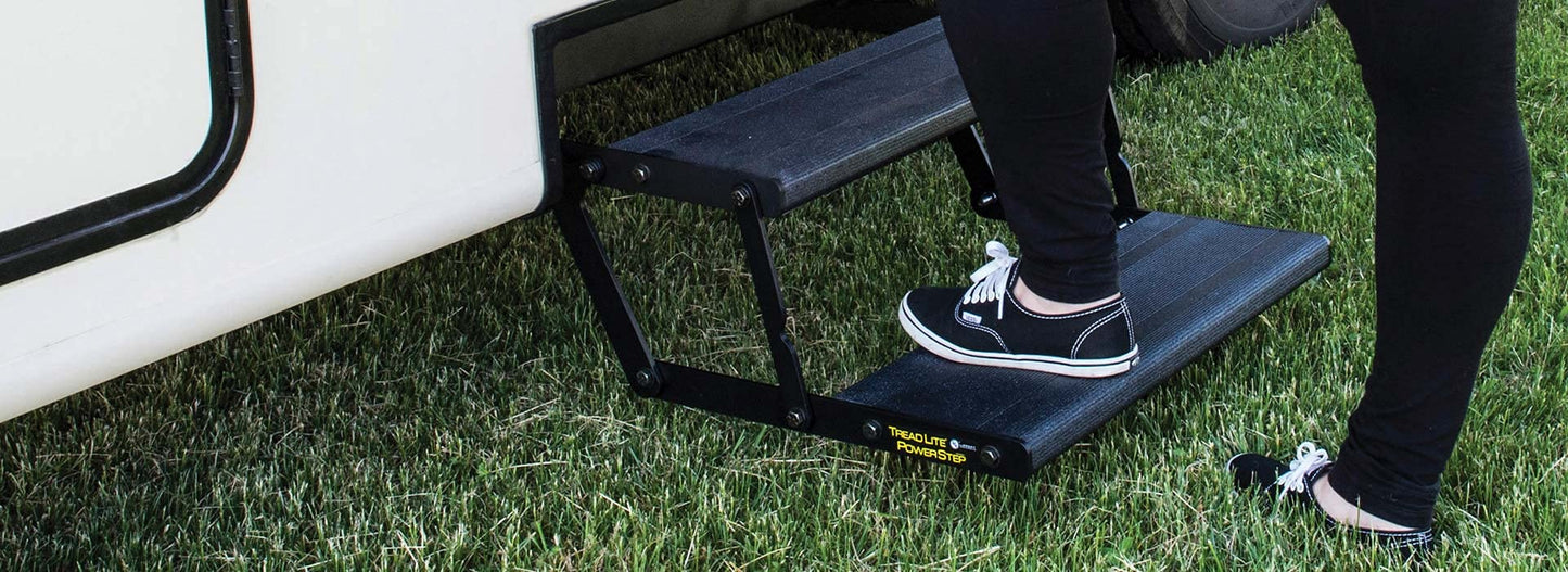 Lippert Components 353542 24" Single Treadlite Power RV Step with Switch and Harness , Black