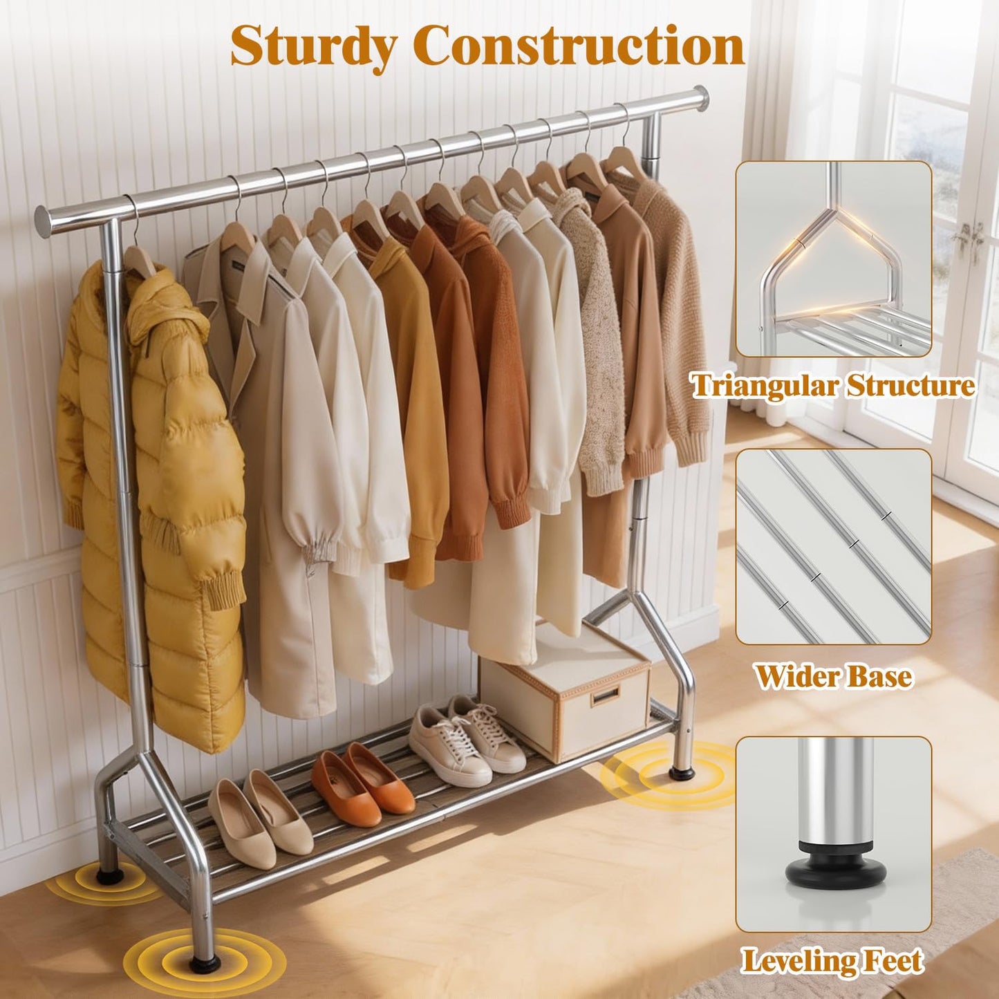 EAGMAK Heavy Duty Clothing Racks for Hanging Clothes 720 Lbs and Sturdy Clothing Racks